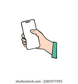Hand hold smartphone. Male holding smart phone