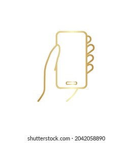 Hand hold the smartphone. Mobile phone touch screen in hand, icon flat design