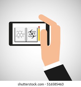 hand hold smartphone molecule icon vector illustration eps 10