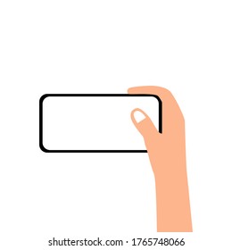 Hand hold smartphone. Social media gadget. Video call