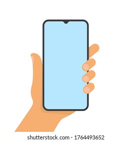 Hand hold smartphones flat design. Vector illustration