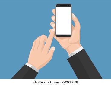 Hand hold smartphone,Smartphone with blank white screen