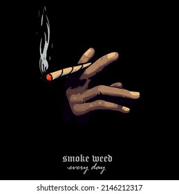 hand hold smoke weed illustration