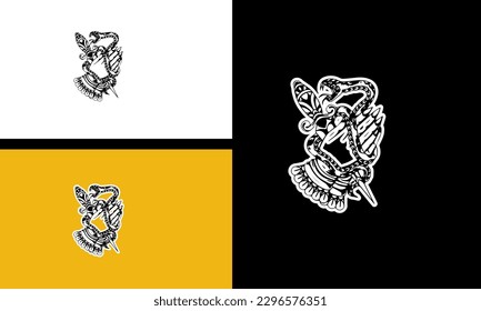 hand hold snake vector line art design