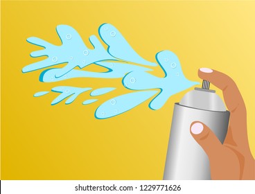 Hand hold a spray bottle to Get rid of insects in paper cut.
