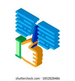 vectores de icono de mano y de lectura. palo de mano isométrico y signo de lectura. ilustración de símbolo aislado de color