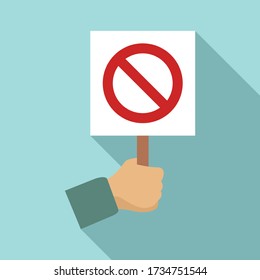 Hand hold stop sign icon. Flat illustration of hand hold stop sign vector icon for web design