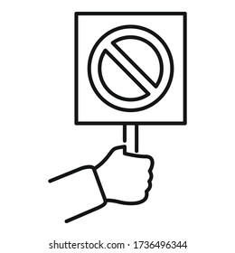 Hand hold stop sign icon. Outline hand hold stop sign vector icon for web design isolated on white background