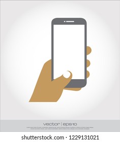hand hold telephone vector