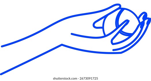 Bola de tenis de manoIlustración de icono lineal vectorial.