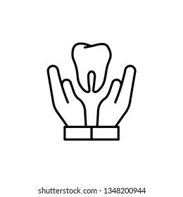Hand Hold Tooth Modern Simple Outline Vector Icon
