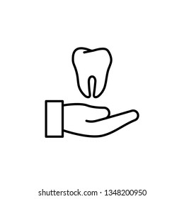 Hand Hold Tooth Modern Simple Outline Vector Icon