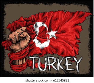 hand hold turkey old flag