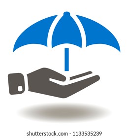 Hand hold umbrella icon vector. Law justice protection illustration. Safety Symbol.