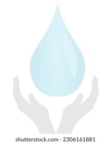 Hand hold water drop. vector