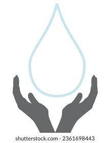 Hand hold water drop. vector
