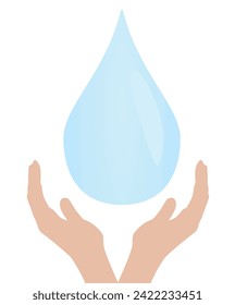 Hand hold water drop. vector