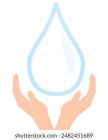 Hand halten Wassertropfen. Vektorgrafik