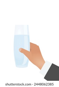 Hand hold water glass. vector