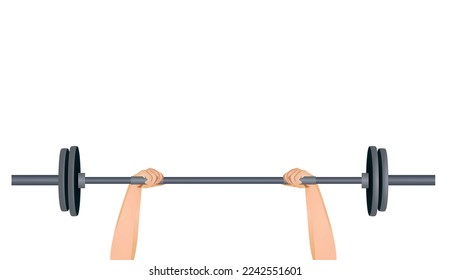 Mano sujeta la barra de peso. ilustración vectorial