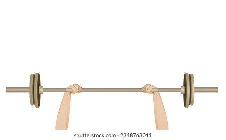 Hand hold weight bar. vector illustration