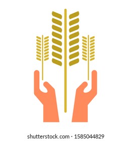 Hand hold wheat logo template vector icon design