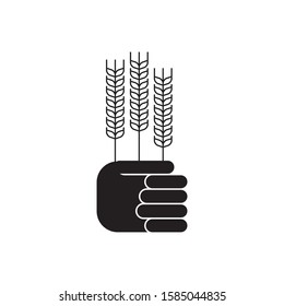 Hand hold wheat logo template vector icon design