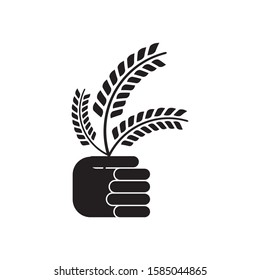 Hand hold wheat logo template vector icon design