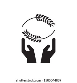 Hand hold wheat logo template vector icon design