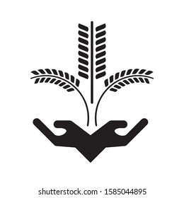 Hand hold wheat logo template vector icon design