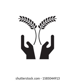 Hand hold wheat logo template vector icon design