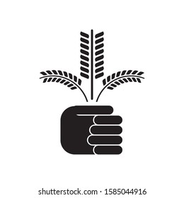 Hand hold wheat logo template vector icon design