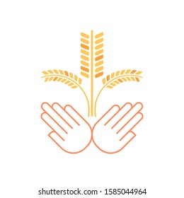 Hand hold wheat logo template vector icon design