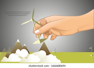 hand hold windmill green world
