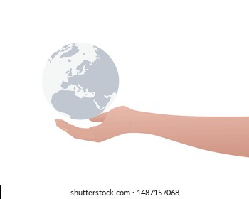 Hand hold world globe. vector