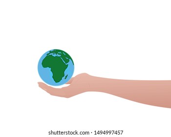 Hand hold world globe. vector