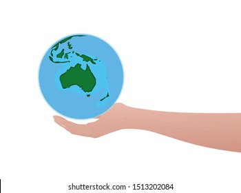 Hand hold world globe. vector