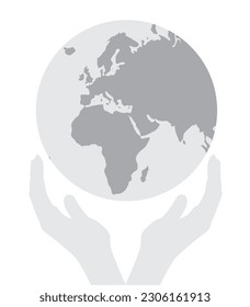 Hand hold world globe. vector