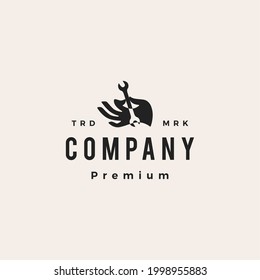 hand hold wrench hipster vintage logo vector icon illustration