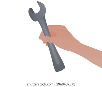 Hand hold wrench key. vector