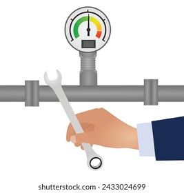 Hand hold wrench key. vector