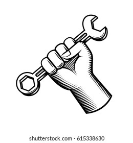 Hand hold wrench, vector