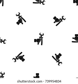 Hand holdimg calipers pattern repeat seamless in black color for any design. Vector geometric illustration