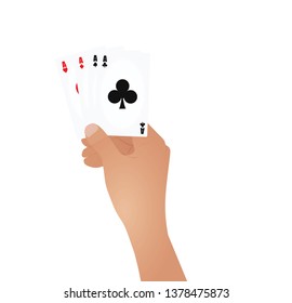 Hand holding aces. vector illustration