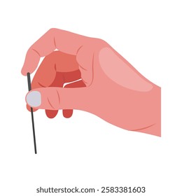 Hand Holding, Acupuncture Needle flat vector illustration isolated