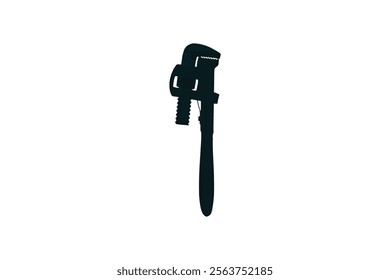 Hand holding adjustable pipe wrench. Fist with spanner tool. Home improvement, repair service symbol or sign Plumbing services icon, wrench icon, Plumbing wrench logo vector.