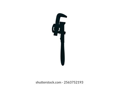 Hand holding adjustable pipe wrench. Fist with spanner tool. Home improvement, repair service symbol or sign Plumbing services icon, wrench icon, Plumbing wrench logo vector.