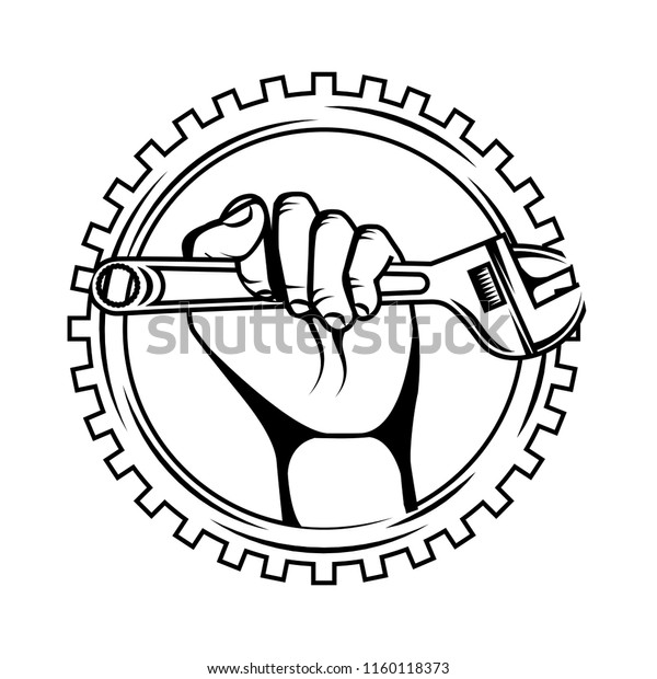 Hand Holding Adjustable Wrench Tool Gear Stock Vector (Royalty Free ...