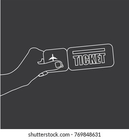 Hand holding an air ticket, vector illustration design. Hands collection.