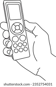 hand holding an Air-Conditioner remote control, line illustration